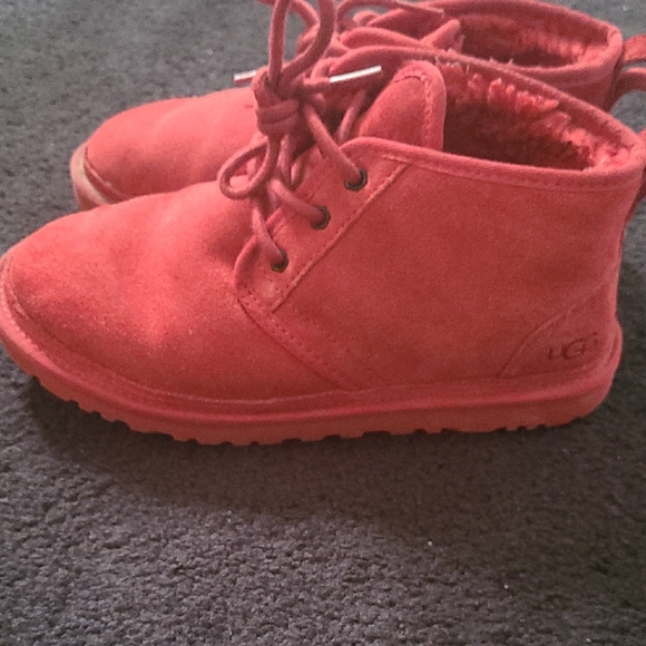 Ugg Neumel Red Suede Shoes - Picture 2 of 5